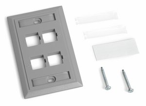 L Type Flush Mounted Faceplate, 4 port, gray