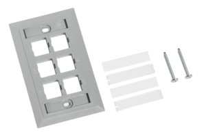 L Type Flush Mounted Faceplate, 6 port, gray