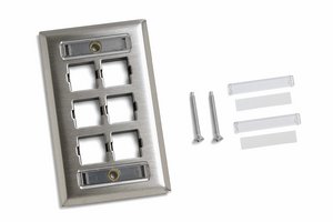 M16SP-L 6-port Single Gang Stainless Steel Faceplate with Label