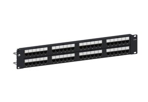Unshielded Distribution Module Panel, Cat 6A, 2U, 48 port, Black