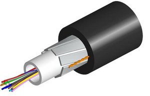 Fiber OSP cable, PE, Gel-filled Central Tube, All-dielectric, 6 fiber, Multimode OM4, Meters jacket marking…
