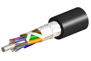 Fiber OSP cable, PE, Stranded Loose Tube Gel-filled 72 fiber, Multimode OM4, Meters jacket marking, Black j…