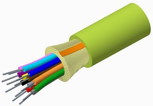 Fiber indoor cable, Plenum Distribution, 2 fiber single-unit, Multimode OM5, Meters jacket marking, Lime gr…
