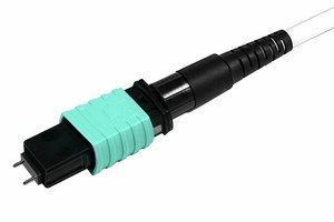 Qwik-Fuse MPO Connector, PINNED, OM3/4/5, Aqua, for 3.0 mm round cable, single pack