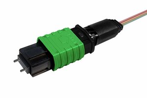 Qwik-Fuse MPO Connector, PINNED, Singlemode-APC, Green, for ribbon, no jacket, single pack