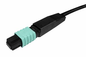 Qwik-Fuse MPO Connector, UNPINNED, OM3/4/5, Aqua, for 3.0 mm round cable,Female, single pack