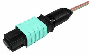 Qwik-Fuse MPO Connector, UNPINNED, OM3/4/5, Aqua, Bare Ribbon, Female, single pack