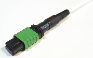 Qwik-Fuse MPO Connector, UNPINNED, Singlemode-APC, Green, for 3.0 mm round cable, single pack