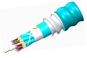 Fiber indoor cable, LazrSPEED® Riser Distribution, interlocking aluminum armored, Multimode OM3, 48 fiber m…